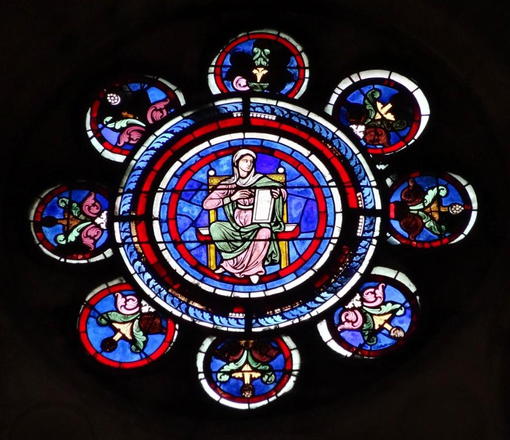 Laon: Kathedrale Fenster im Nordquerschiff - Darstellung der Rhetorik (2022)